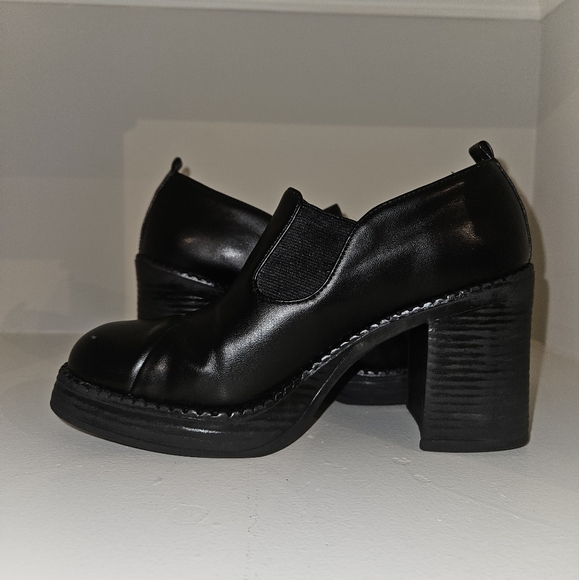 Vintage Y2K So Leather Chunky Platform Heel Slip On 7M Black - Picture 3 of 16